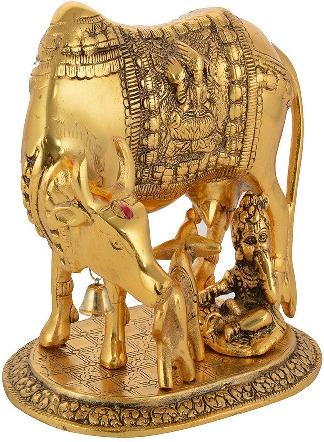 CHHARIYA CRAFTS تمثال بقرة كامدهينو مع عجلها من المعدن من إنتاج شركة تشاريا كرافتس، قطعة ديكور منزلية وهدية مثالية للمنزل والمكتب، تمثال تذكاري لجلب الحظ السعيد. - Image 5